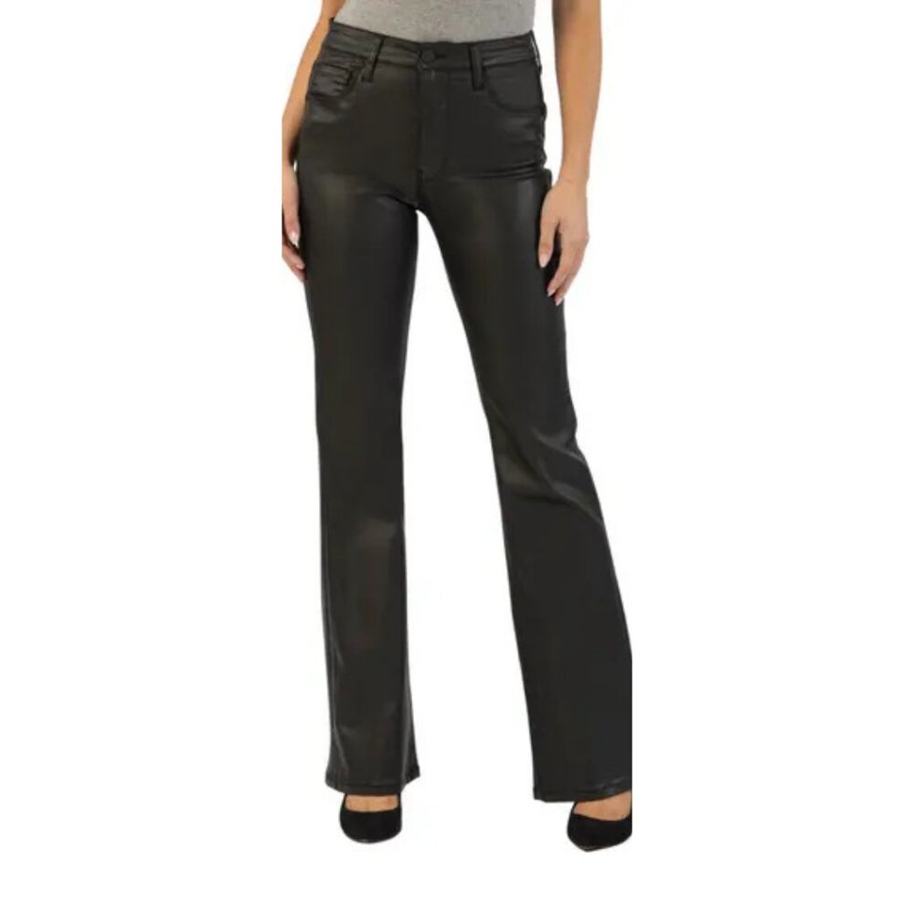 Kut From The Kloth Ana Fab Ab Coated High Waist Flare Jeans – Black – Size 16